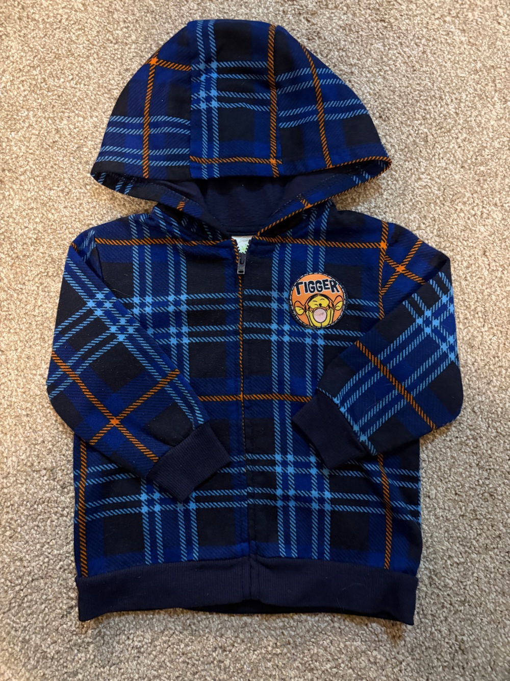 Boys' Navy & Blue Plaid Hooded Jacket